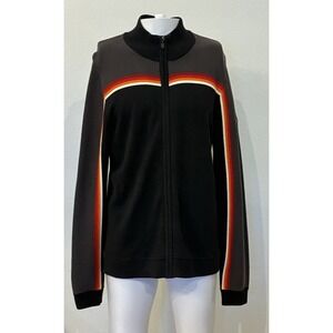 Vintage Mossimo Mens Ski Zip Up Sweater L Black Gray Y2K Retro Classic Casual
